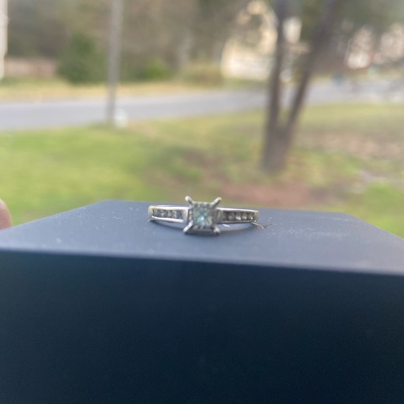 10k White Gold Princess Cut Diamond Engagement Ring 💍 Size 7 1/4 carat - Picture 7 of 8